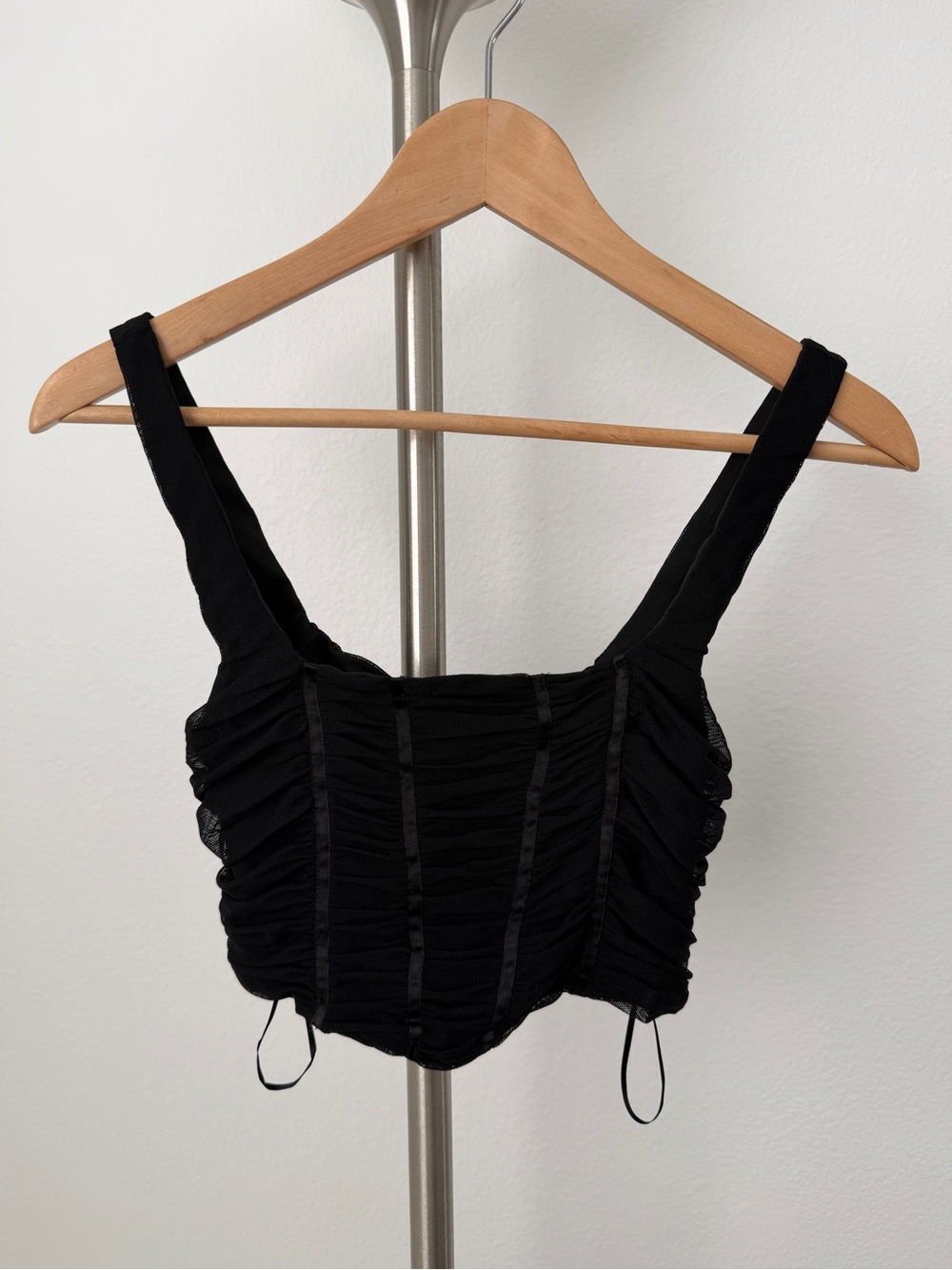 Cotton Candy Black Ruched Bustier Crop Top